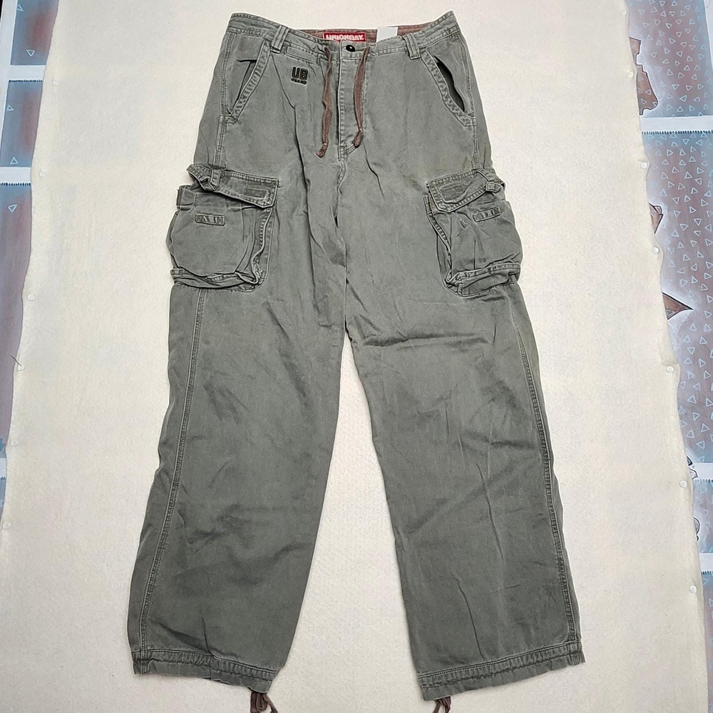 Y2K Unionbay Baggy Cargo Pants 30x30 Green Gorpcore Utility Cotton Ripstop VTG